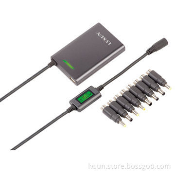 Ultra Slim Universal Laptop AC Adapter with LCD Display, 15mm Thickness, Charge for Laptop, Phones